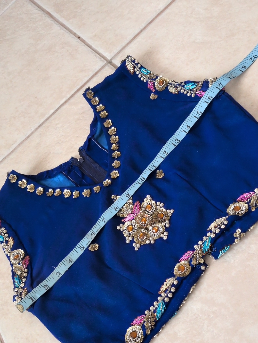 Handmade 2 Piece Blue Embellished Indian Dress Lehenga Size Small - Picture 10 of 12
